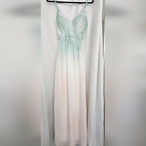Womens Venus long Padded Bust Zipper maxi ombre dress peach pink teal size 6
